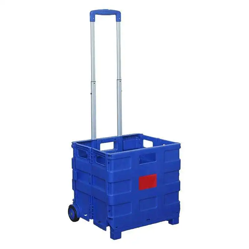 China Factory Hot Selling Pack And Roll Collapsible Portable Reusable Luggage Cart Fold-out Plastic Supermarket Trolley