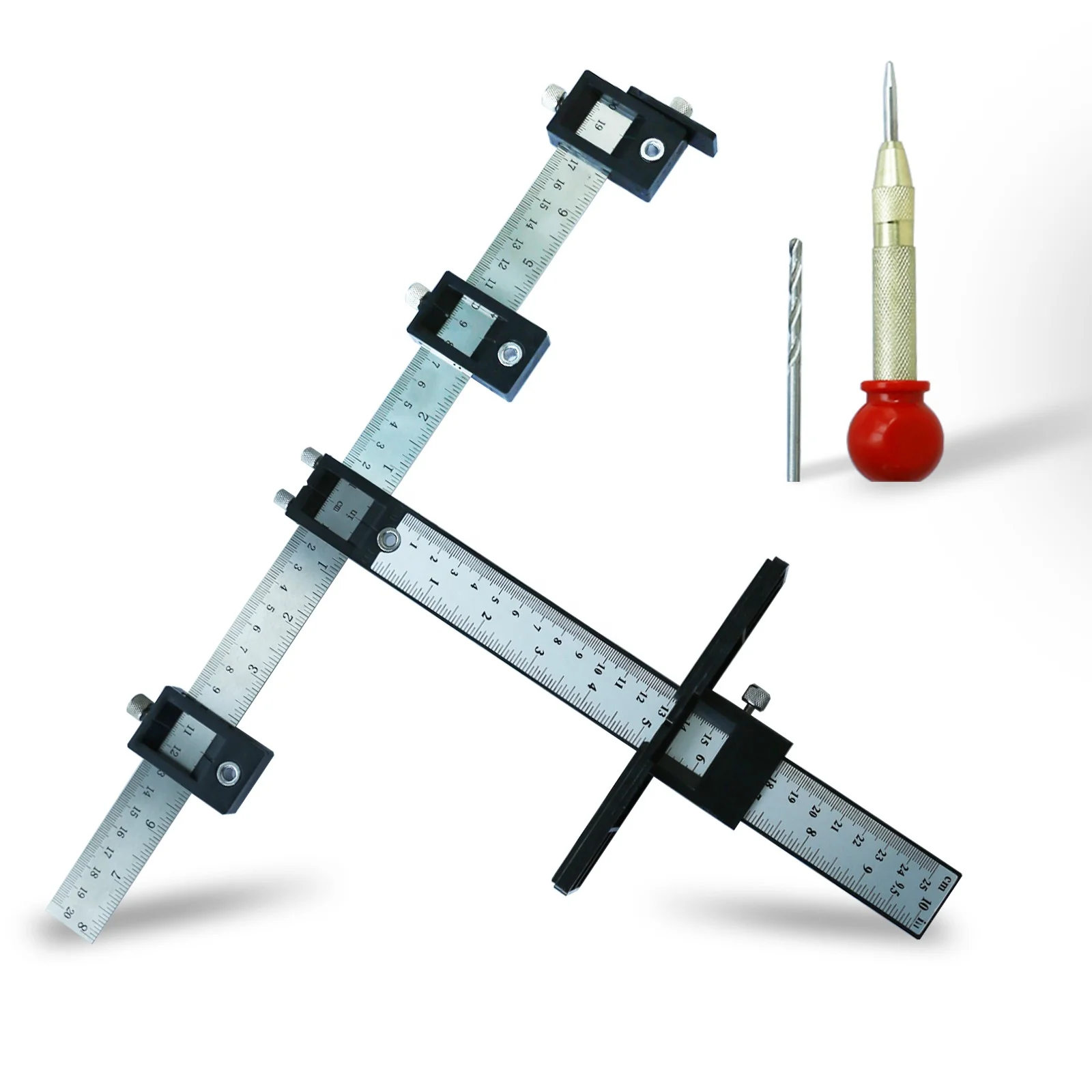 ABS+Stainless Steel Detachable Multifunctional Woodworking Hole Punching Locator For Furniture Cabinet Hardware Drawer Handle