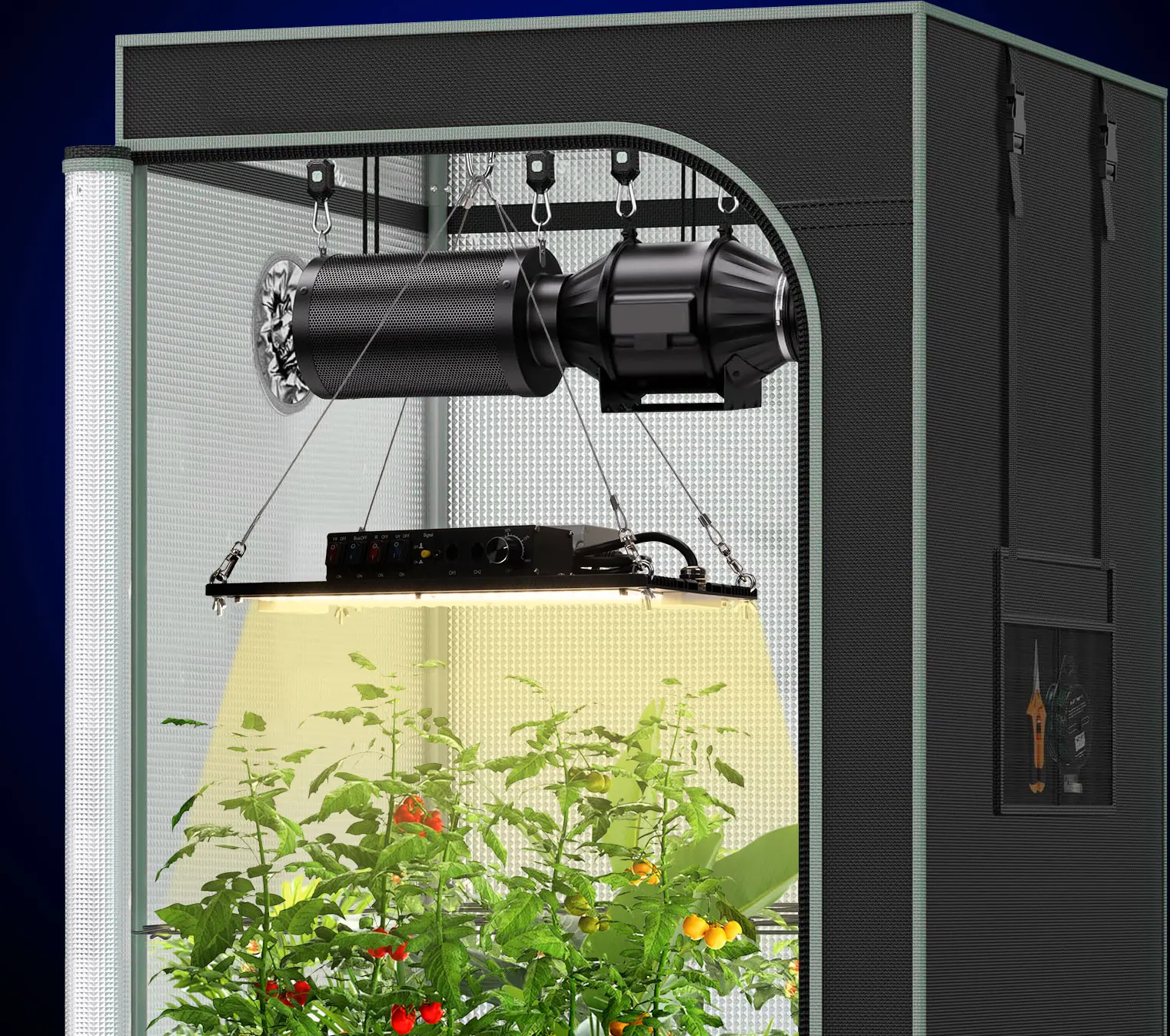 80x80cm 1680D Growing Tent Growbox Complete Set  Dimmable 320W  240W 150W Samsung LM301H EVO UV IR light growing box kit