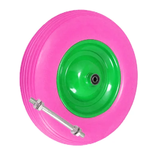 4.00-8 color tyre wheel, solid tyre and flat free puncture proof wheel with 12mm bearing rubber wheel for wheelbarrow