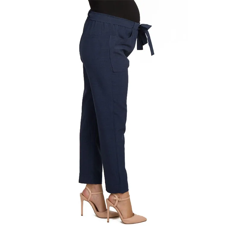 Elastic Waistband Plaid Maternity Pregnancy Pants