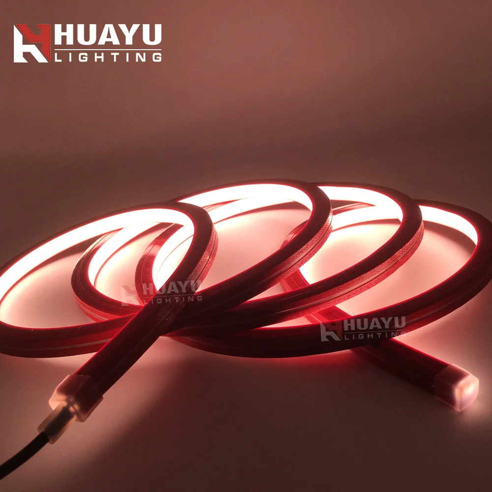 
1010 Top emitting white color DC12V/DC24V IP67 LED neon strip light horizontal bending with dark red silicone jacket 