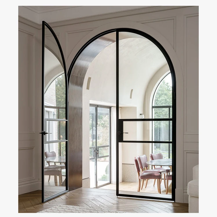 Steel French Villa Arched Door Low E Glass Casement Doors