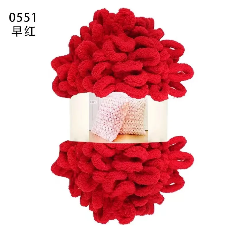 Soft puffy velvet chenille carpet blanket yarn Finger loop circle yarn for arming knitting crochet