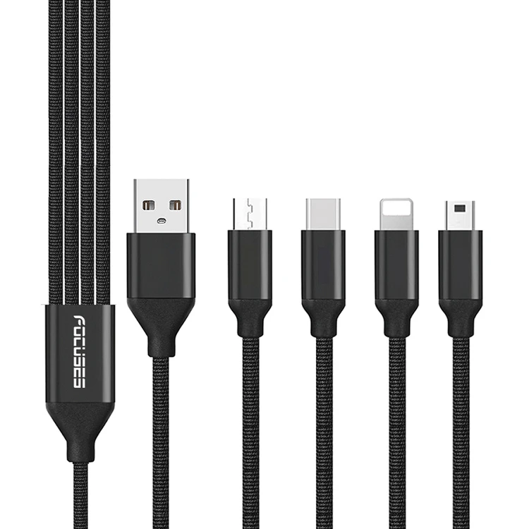 4 in 1 Multi Connector Nylon USB Data Cable Charge Cables