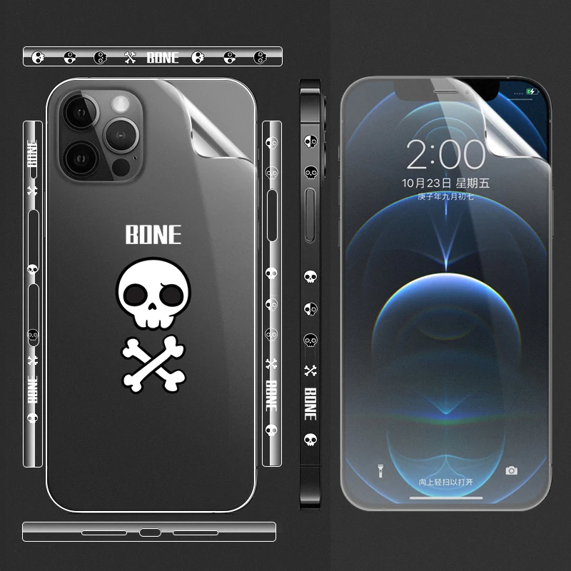 For iPhone 12 ProMax Skin Carbon Fiber 3M Film Skin Wrap Protective Around Borders and Back Thin 3D Elegant Skin