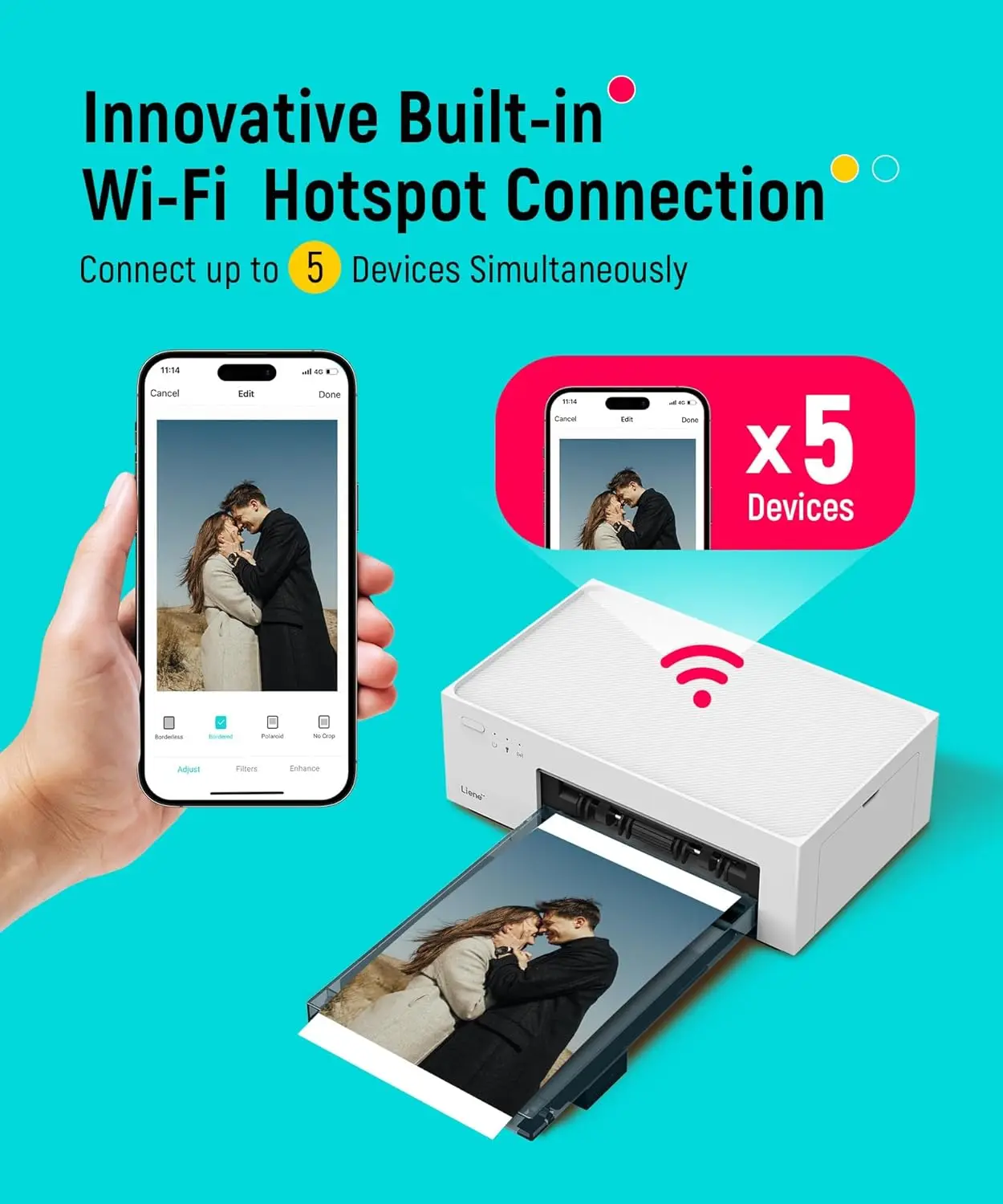 Back Film Photo Printer Mobile Phone Photo Color Inkless Sublimation Smart Small Wireless Photo Developing Machine Liene