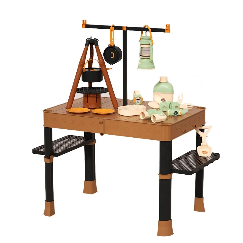 2024 New Amazo n Top Sales Children Pretend Outdoor Toys Camping Toy Simulation Kitchen Toys Storage Box Table Small Carton