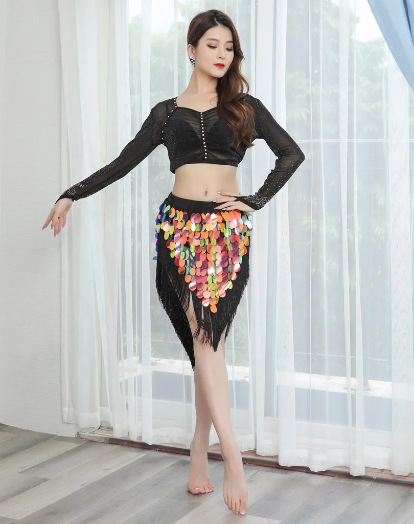 Bestdance Belly Dance Skirt Festival Sequins Costume Arabian Dance Wear Performance Skirt