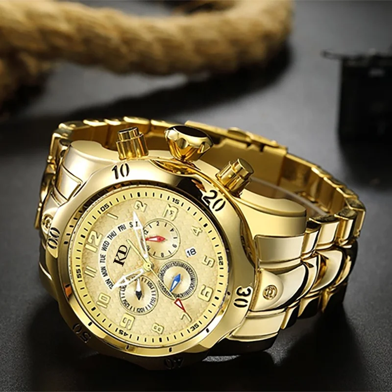 Man Quartz Watch Stainless Steel Buckle Sapphire Glass Men Sport Large Dial Stainless Steel USA Quartz Men Watch