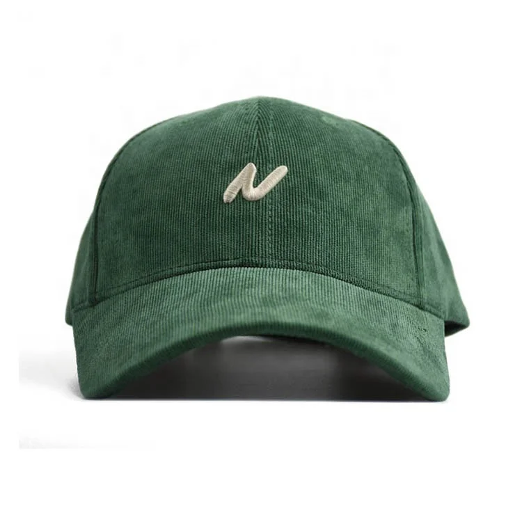 
Custom Corduroy 3D Embroidery Green Baseball Caps 