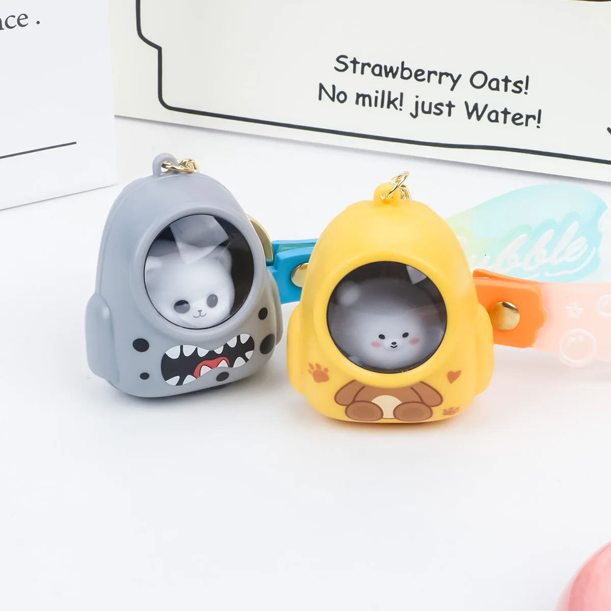 Led Keychain Creative Gifts Couple Keychain Customized Backpack Cat Keychain With LED Light