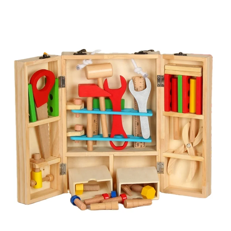 Лидер продаж, детский деревянный многофункциональный инструмент для ремонта, портативный ремонтный ящик «сделай сам», мультяшный домик для ремонта, игры, обучающая игрушка для детей