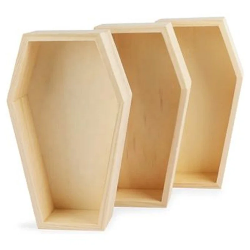 Wholesale Custom 7.5 inches Mini Unfinished Pine Natural Solid Wood Coffin Tray
