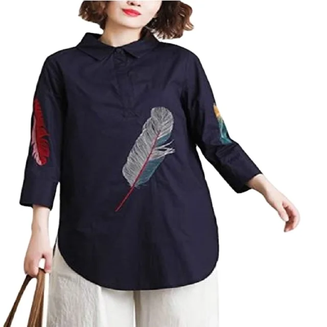 
Женская льняная хлопковая туника, блузка, пуловер, рубашка, Свободный Топ большого размера 