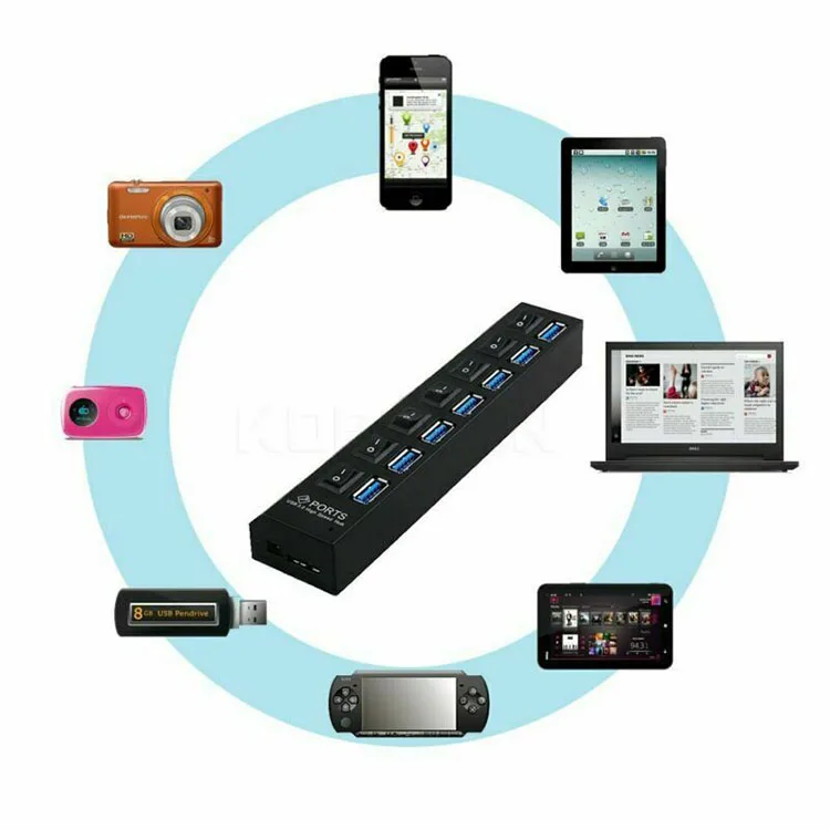 4/7-порт USB 3 0 концентратор с отдельными выключателями питания и светодиоды