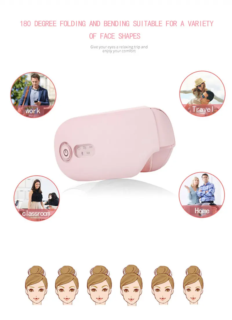 Smart Electric Eye Massager Facial Massager with Compression and Heat  for Headache