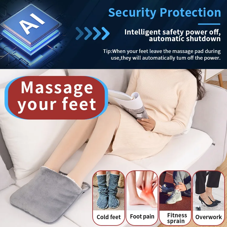 Qingyi home foot feet stimulator vibrating shiatsu heated EMS tens massager electric heating pad mat with massage remote control