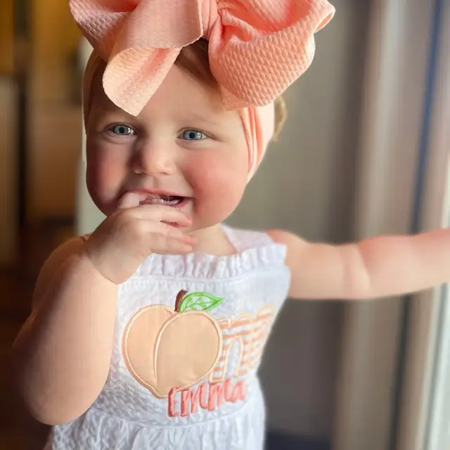 Wholesale Baby Girl Peach 1st Birthday White Seersucker  Romper  Halloween Pumpkin  Applique Outfit Infant Baby Clothing