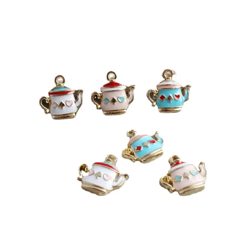 Creative Enamel Teapot Charms Alloy Kettle Charms Coffee Tea Kettle Pot Charms for DIY Jewelry Necklace Keychain Bracelet Making