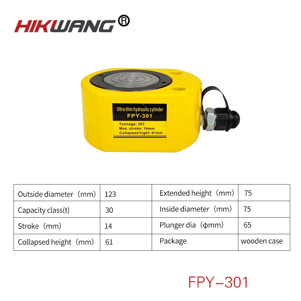 FPY-301 mini thin type short stroke hydraulic flat jack cylinder