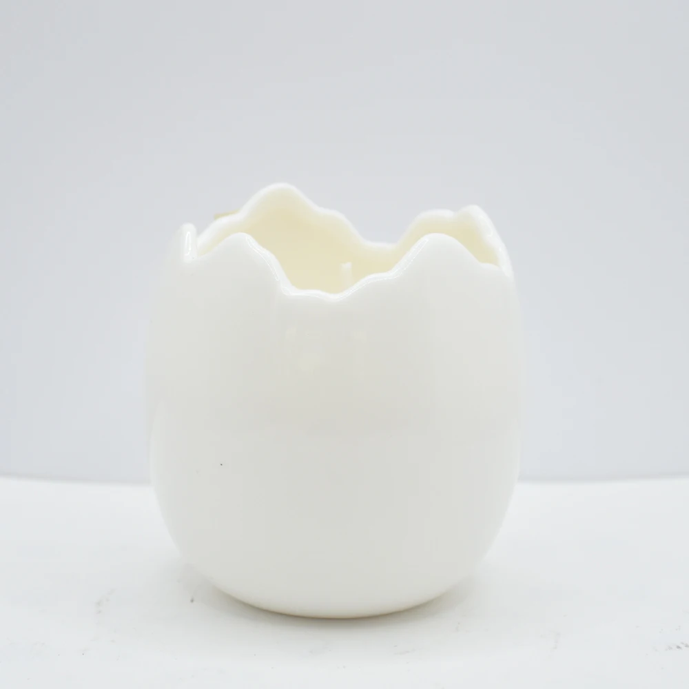 Luxury Candle Vessel Modern Gold and Silver Egg Shape Jars Ceramic Candle Empty Jar with Lid