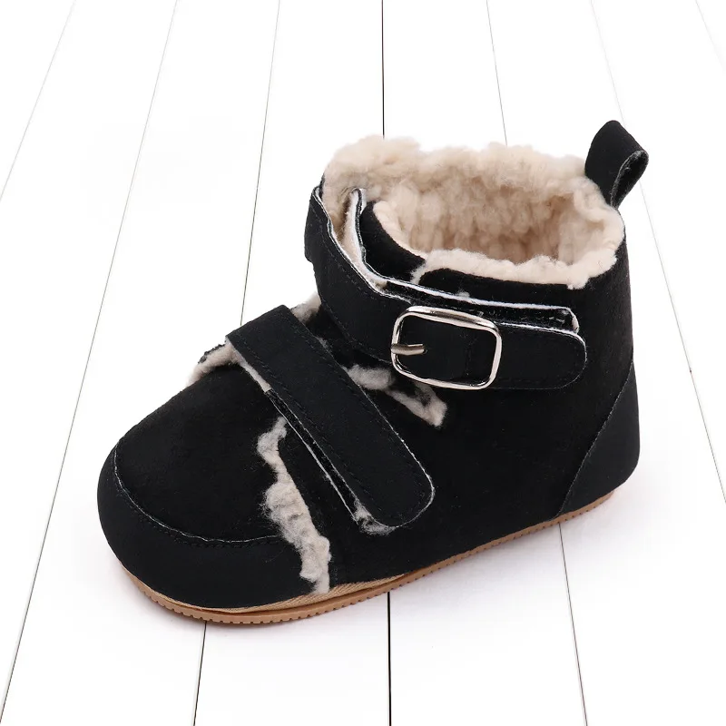 Hot sale suede leather plush winter baby toddler boots boys girls baby walking shoes