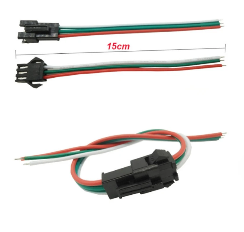 Manufacturer wholesale SM3pin 3core four pin aircraft head male busbar RGB4Pin male female 15CM connecting wire