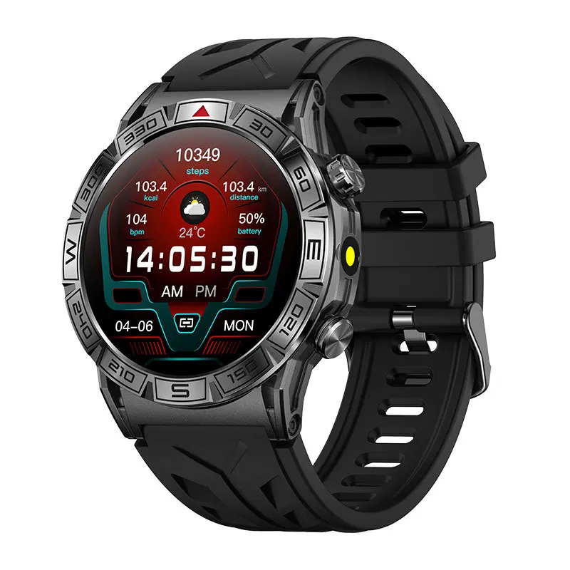 KC80 Bluetooth talk smart watch three outdoor 1ATM compass barometric heart rate blood oxygen monitoring