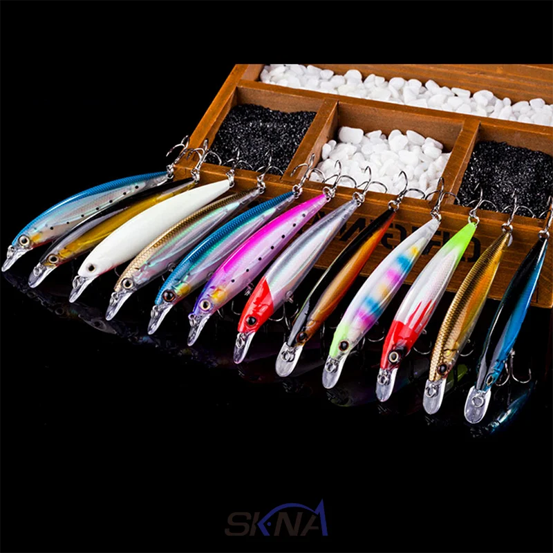 SKNA 12colors Minnow Luminous Baits Pesca Wobbler sea Lures Fishing Tackle Carp Fishing Lures