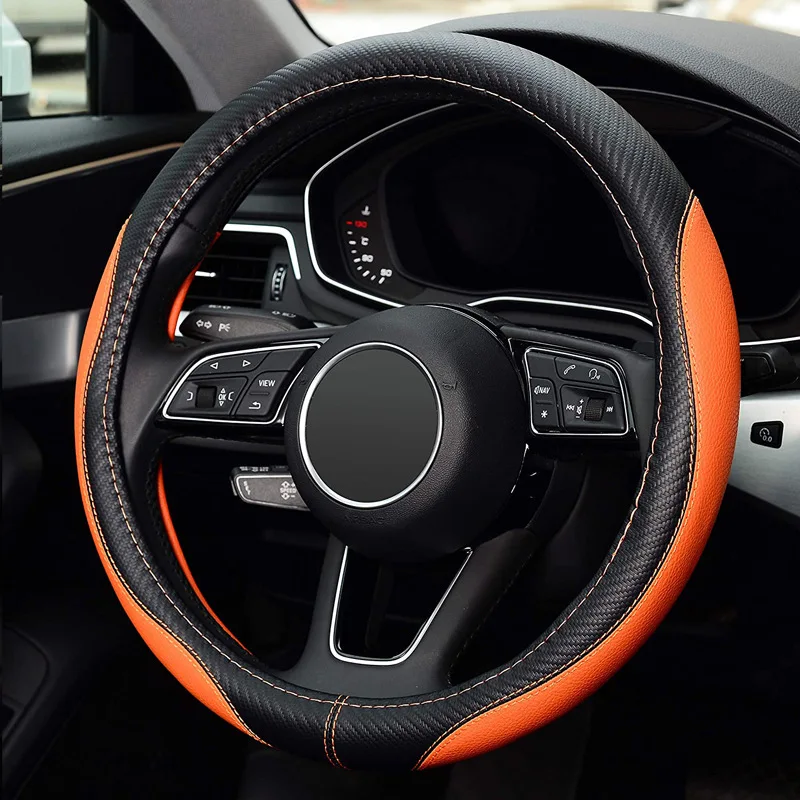 Wholesale Multi-color 37-38cm Micro Fiber Universal Carbon Steering Wheel Cover