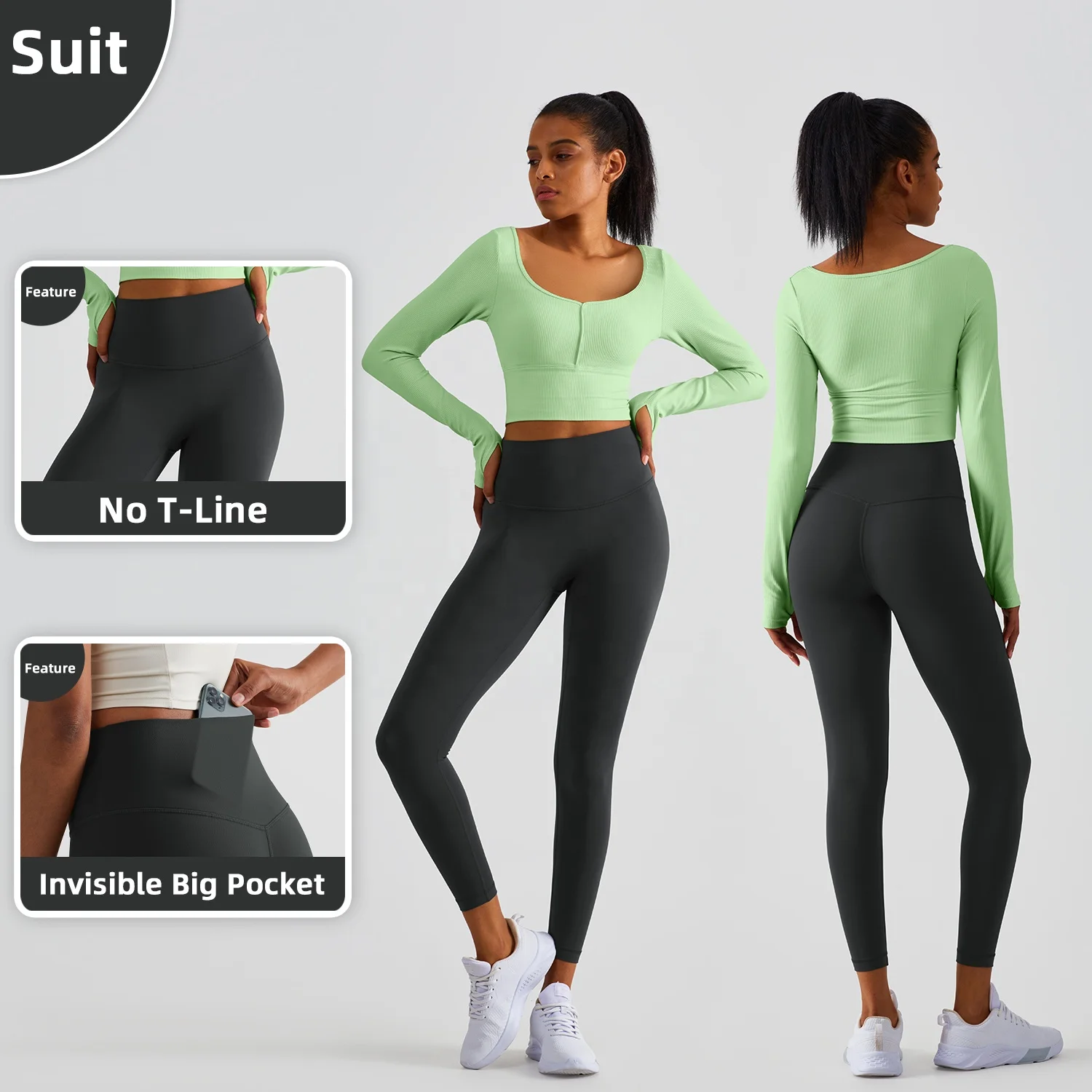 High Waist Yoga Workout Leggings Custom Invisible Pockets Sports Quick Dry Pants