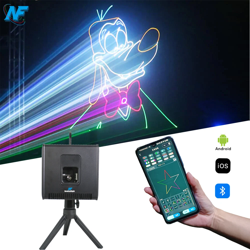 NF 3W APP Bluetooth Control Laser Light With Battery Powered RGB Animation Stage Laser Light for Night Club Dj Disco Club