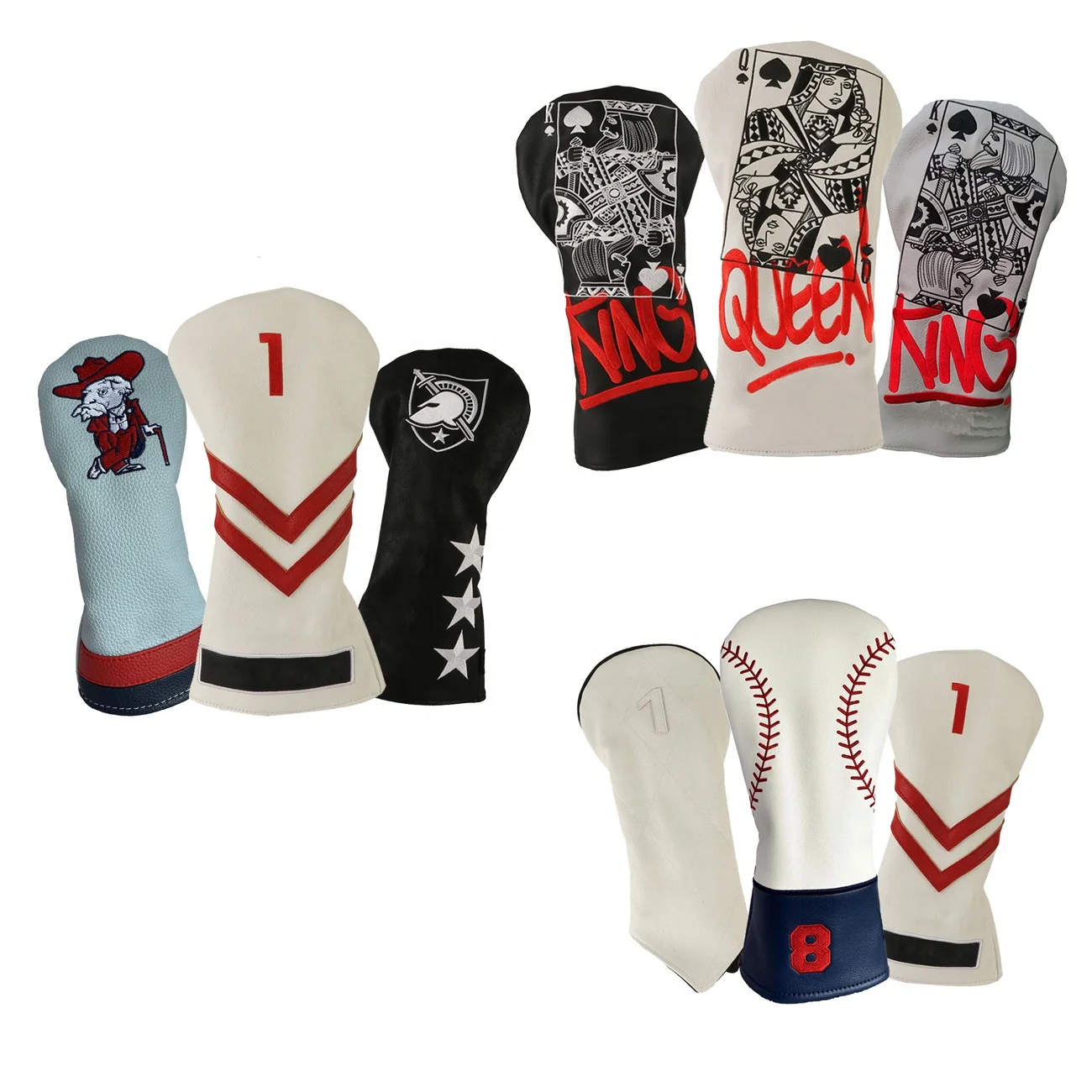 Black Red PU Leather Magnetic Golf Mallet Clubs Cover Custom Made Mallet Golf Putter Headcover