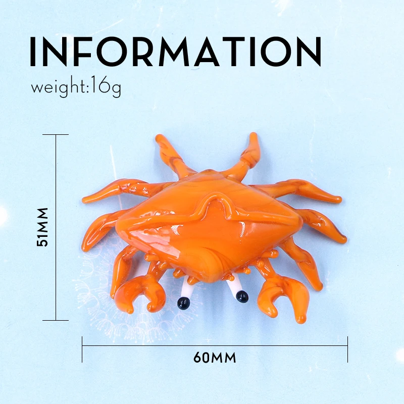 Colorful Lampwork Art Murano Glass Small Crab Animal Figurine