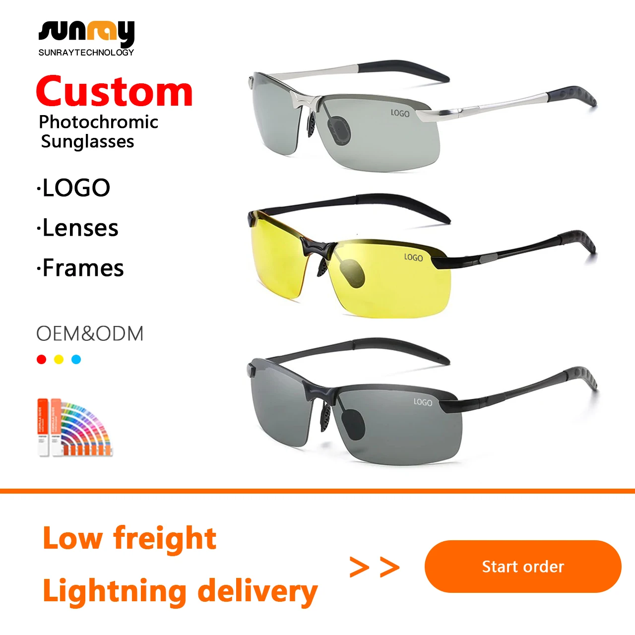Fashionable Men Polarized Driving Glasses Male Change Color Sun Glasses Day Night Vision Photochromic Sunglasses