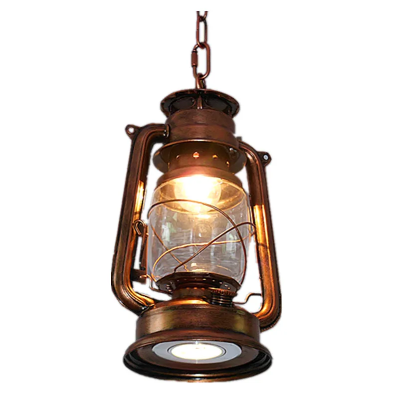 Wholesale Kitchen Bars Lanterns Shape Antique Pendant Light Rustic Bronze Industrial Vintage Chimney Glass Kerosene Lamp
