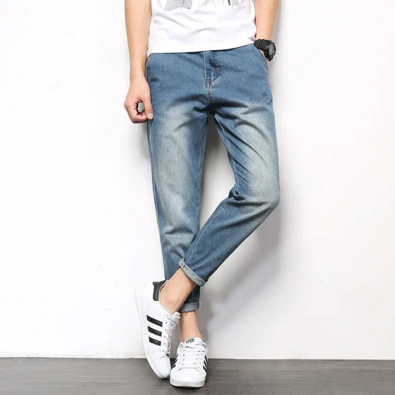 2021 custom men fashion tapered casual selvedge denim carrot jeans washed cropped oversized denim