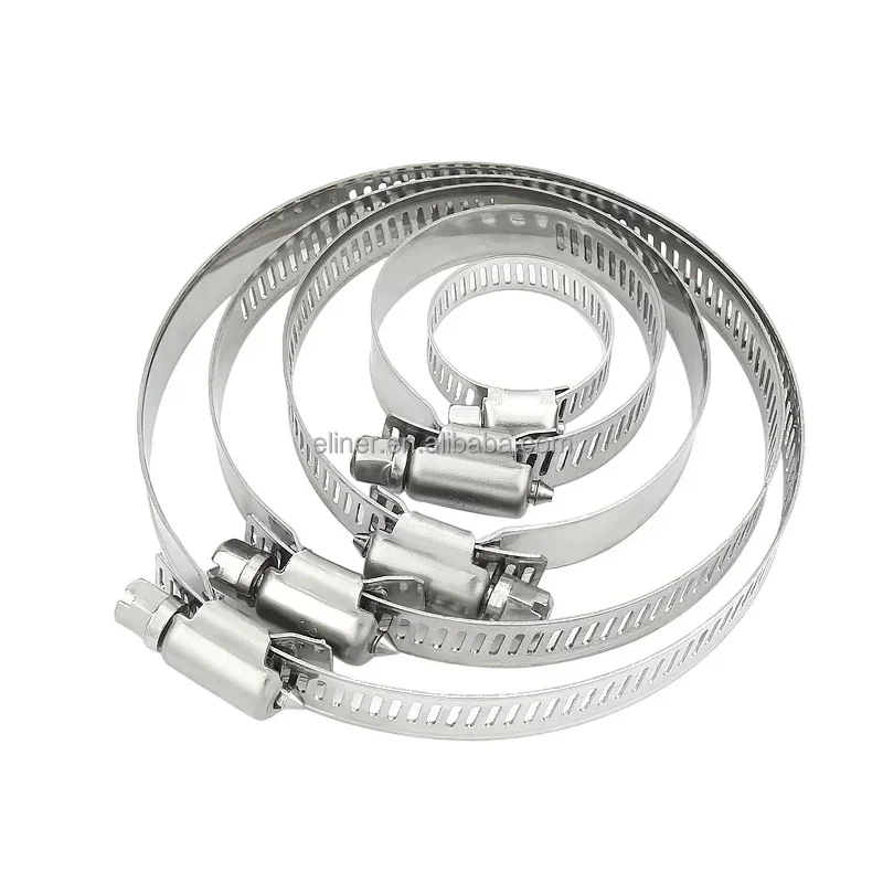 Stainless Steel Drive 8mm~120mm Hose Clamps Adjustable Tri Gear Worm Fuel Tube Water Pipe Connector Fixed Clip Spring Cramps
