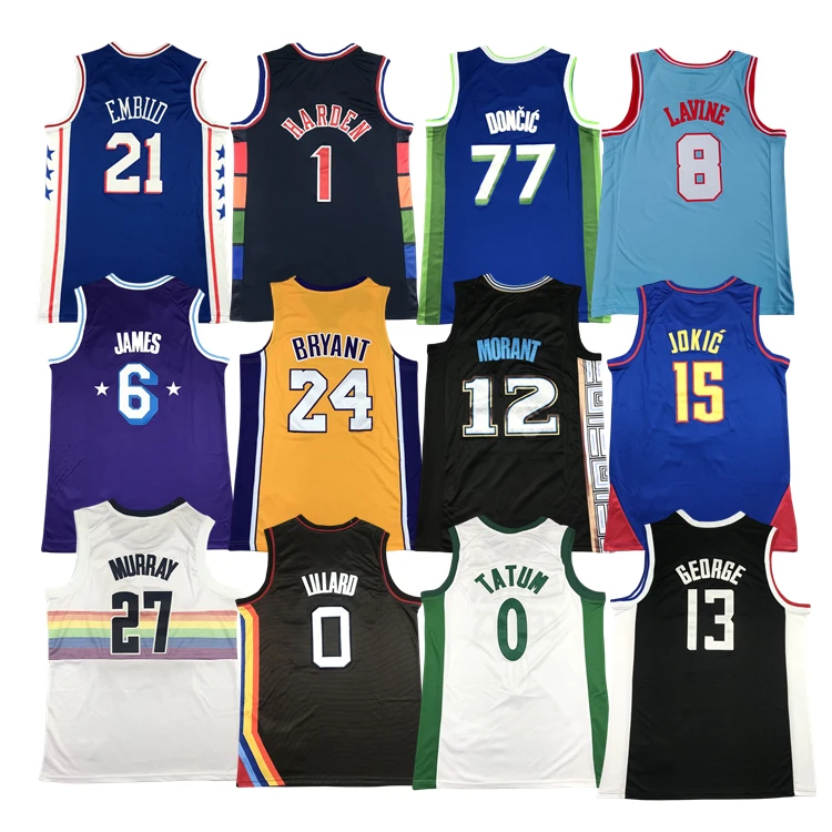 2024 оптовая продажа Ja Morant 12 Bryant 24 23 6 Lamelo Ball 1 Steph карри 30 Kevin Durant 35 стежков баскетбольные майки для мужчин