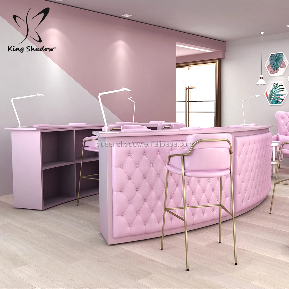 Beauty salon furniture package glass tables manicure table nail bar station luxury manicure tables with chair for sale