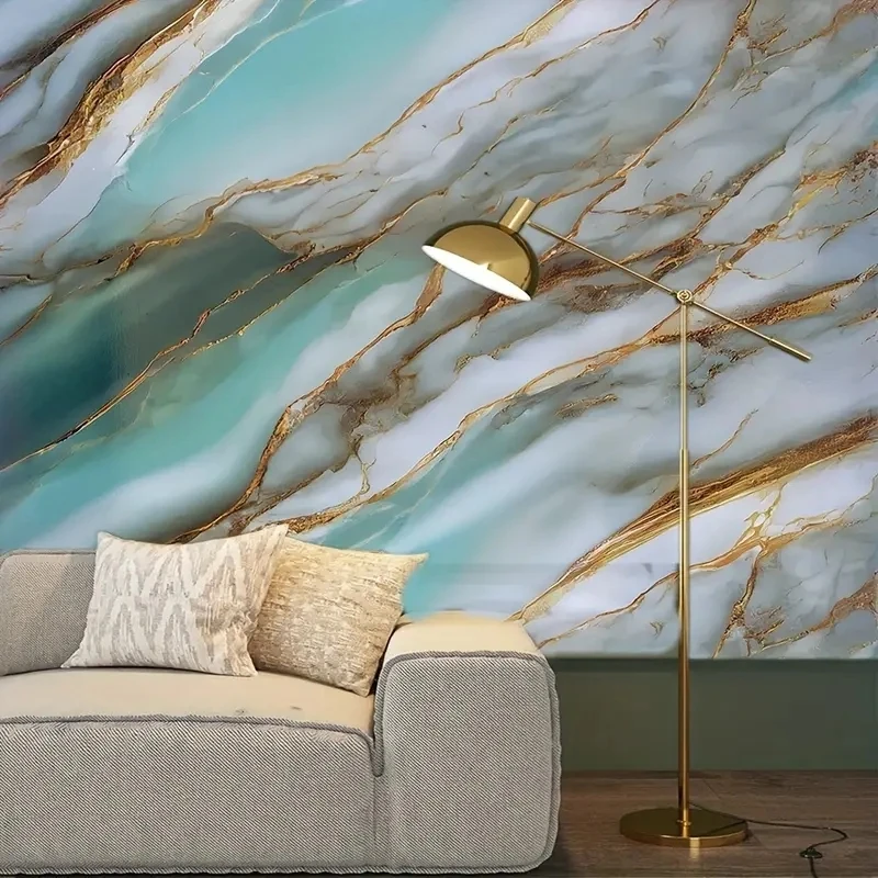 Wall Sticker Luxurious Green Marble Peel & Stick Wallpaper Waterproof Removable Contact Paper For Home Decor