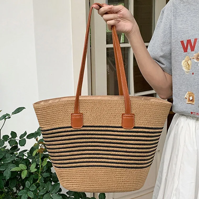 China Sun Dolls High Quality Handmade Women Summer Hat Beach Straw Nature Bag And Straw Hat Set For Ladies