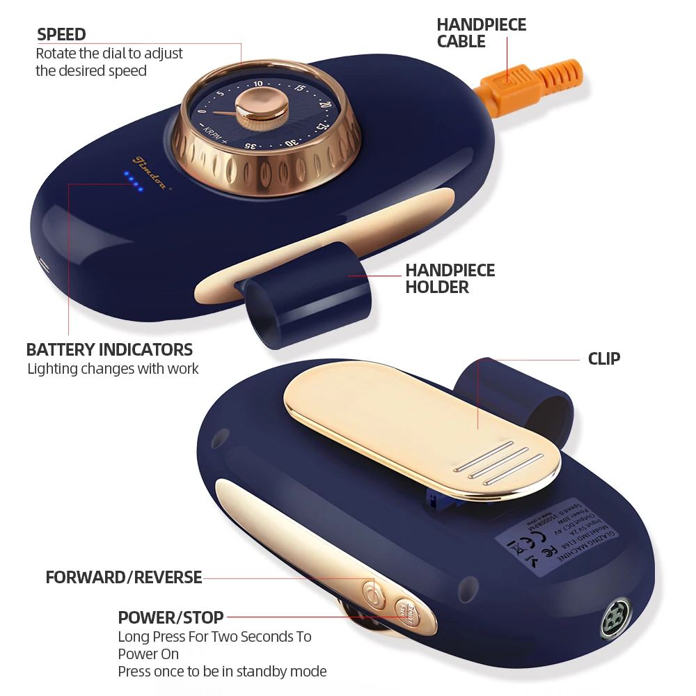 Jimdoa New design 35000RPM high-power professional Rechargeable Portable Nail Drill Machine Nail salons E File