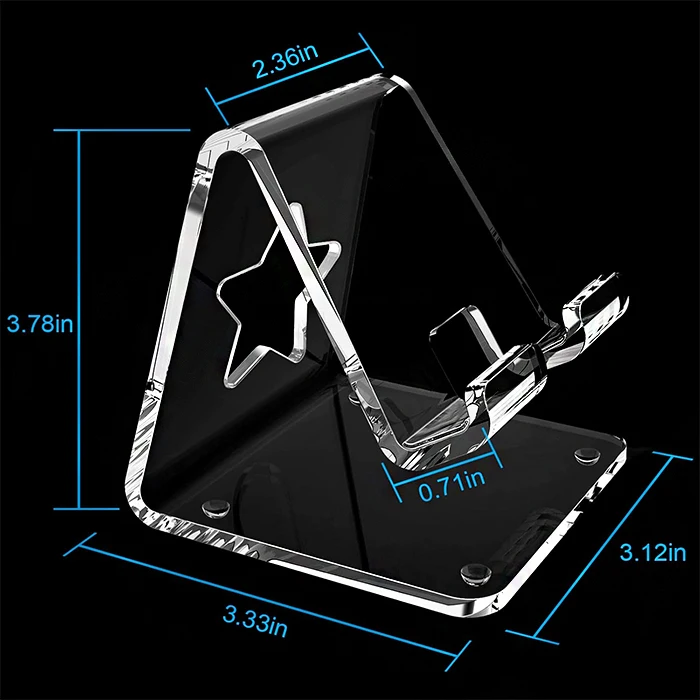 Custom Desktop Star Back Clear Acrylic Mobile Phone Display Stand Perspex Phone Stand For Home Shop