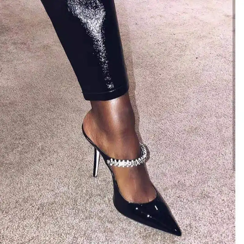 Sandales A Talons Hauts Design Fashion Elegant Ladies Sexy Rhinestone Dress Shoes Women Pointy Toe Stiletto High Heeled Sandals