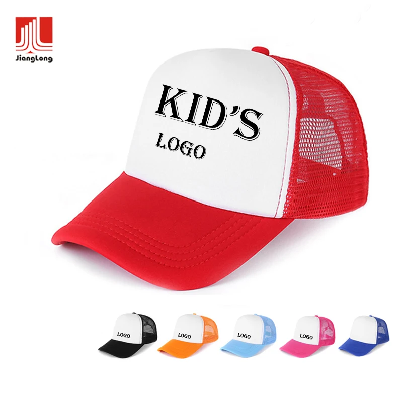Children Custom Logo Printed Multi Color Trucker Cap Hat sponge mesh Kids Summer mesh cap
