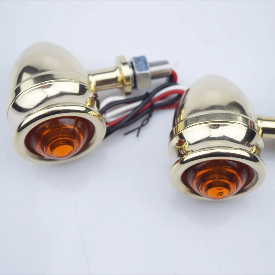 Motorcycle Round Brass Turn Signal Lights For Harley Aftermarket Retro Brass Turn Light