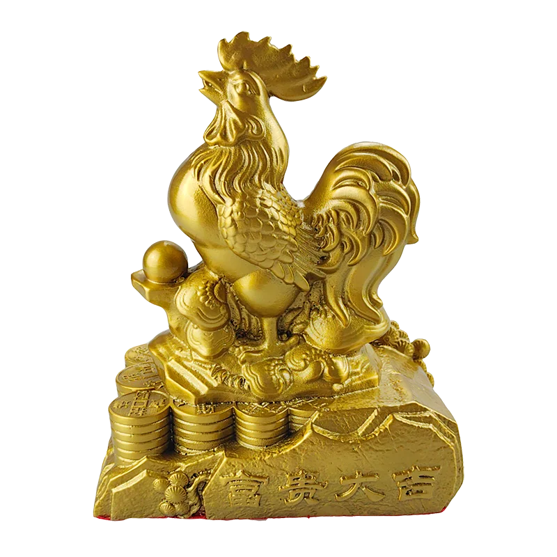 Factory customize design Chinese traditional brass decoration golden cock zodiac rooster ornament copper products