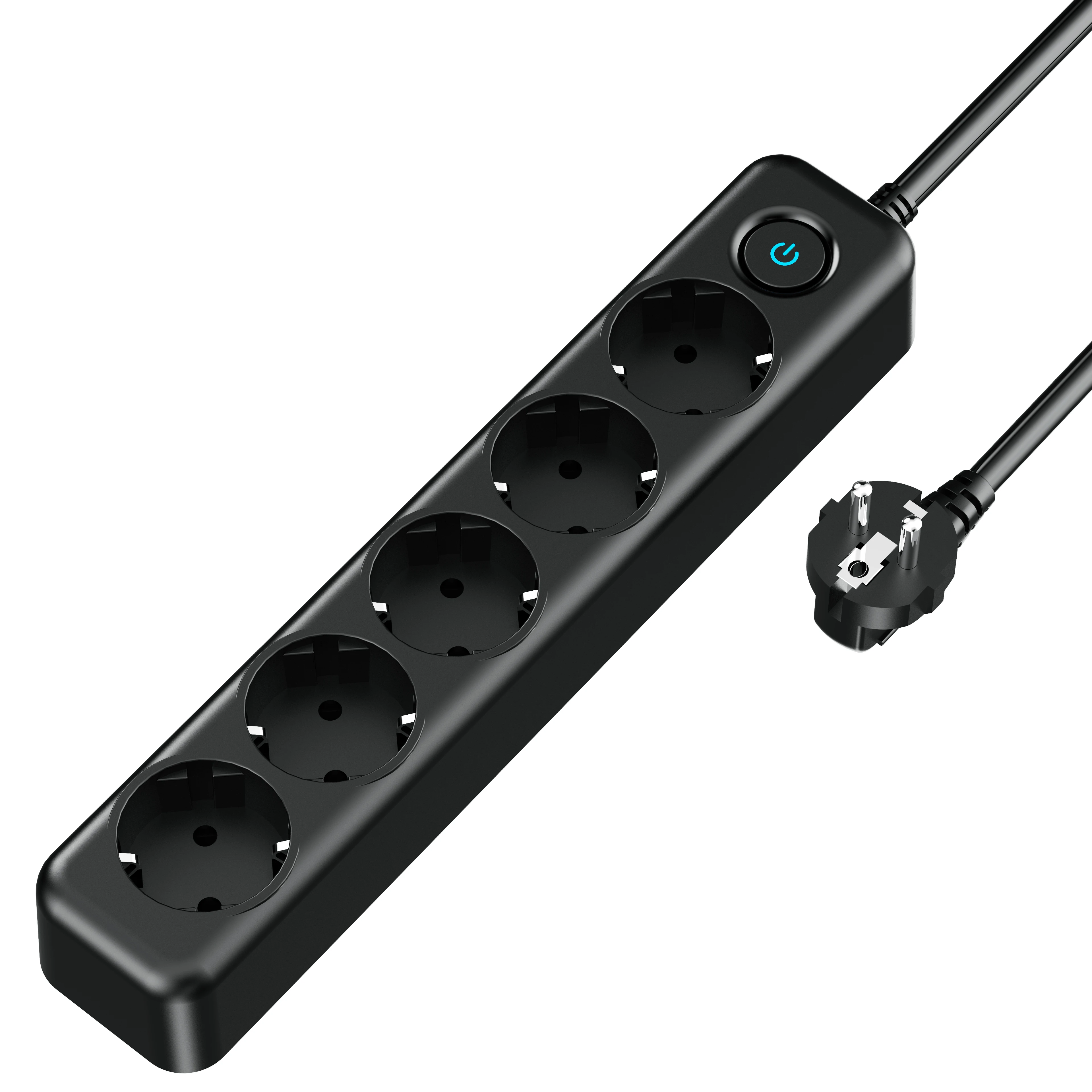 Hot Selling Shenzhen Manufacture 5-way Outlets Europe Multi Plug Power Socket With 2m Pure Copper Extension Cord